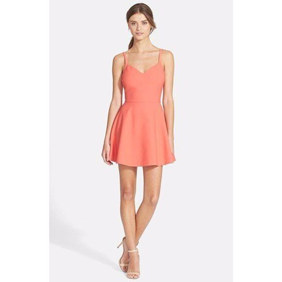 $365 Elizabeth and James Peach Bellini Delia Fit & Flare Canvas Dress 4 NWT - Picture 1 of 12